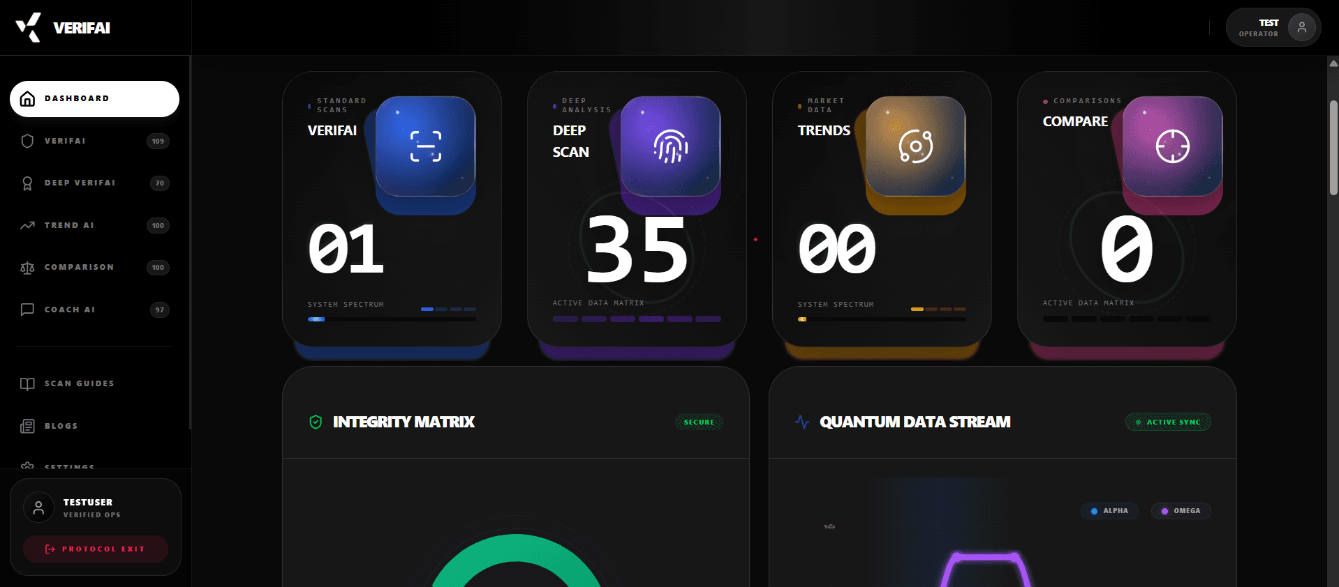 VerifAI Dashboard Interface
